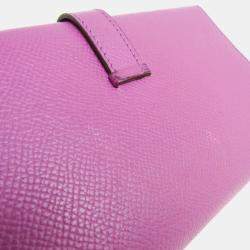 Hermes Purple Epsom Leather Bearn Long Wallet