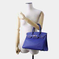 Hermes Blue Electric Epsom Leather Birkin 30 Tote Bag