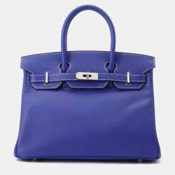 Hermes Blue Electric Epsom Leather Birkin 30 Tote Bag