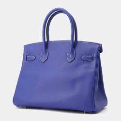 Hermes Blue Electric Epsom Leather Birkin 30 Tote Bag