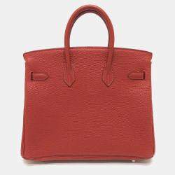 Hermes Vermillion Red Leather Birkin 25 Bag