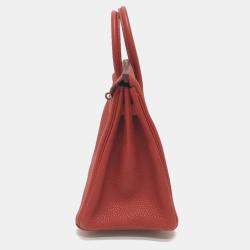 Hermes Vermillion Red Leather Birkin 25 Bag