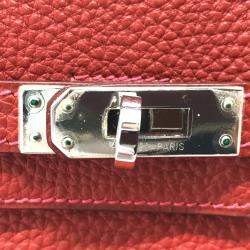 Hermes Vermillion Red Leather Birkin 25 Bag