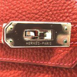 Hermes Vermillion Red Leather Birkin 25 Bag