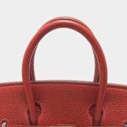 Hermes Vermillion Red Leather Birkin 25 Bag