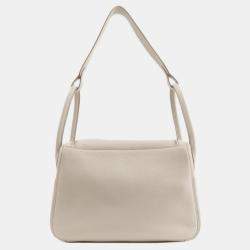 Pre Owned Hermes White Taurillon Lindy 26 Handbag