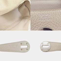 Pre Owned Hermes White Taurillon Lindy 26 Handbag