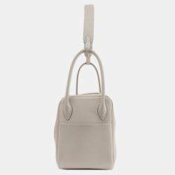 Pre Owned Hermes White Taurillon Lindy 26 Handbag