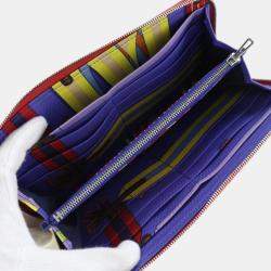 Hermes Red Leather and Silk Silk'In Wallet