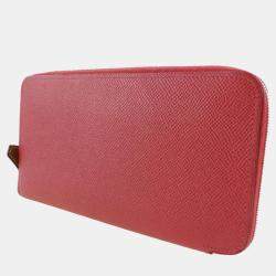 Hermes Red Leather and Silk Silk'In Wallet