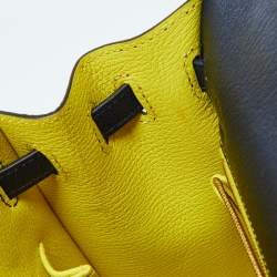 Pre Owned Hermes Blue Encre Chevre Mysore Leather Gold Finish Kelly Sellier 25 Bag