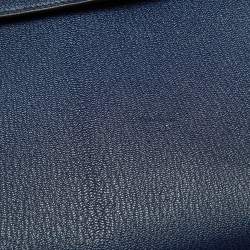 Pre Owned Hermes Blue Encre Chevre Mysore Leather Gold Finish Kelly Sellier 25 Bag