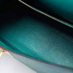 Pre Owned Hermes Malachite Epsom Leather Gold Finish Kelly Sellier 32 Bag