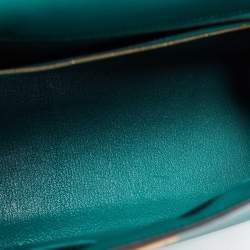 Pre Owned Hermes Malachite Epsom Leather Gold Finish Kelly Sellier 32 Bag