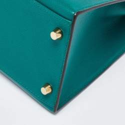Pre Owned Hermes Malachite Epsom Leather Gold Finish Kelly Sellier 32 Bag