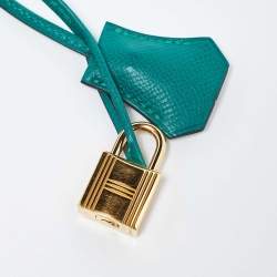Pre Owned Hermes Malachite Epsom Leather Gold Finish Kelly Sellier 32 Bag