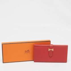 Hermes Rouge Vif Epsom Leather Bearn Gusset Wallet