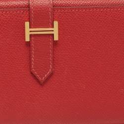 Hermes Rouge Vif Epsom Leather Bearn Gusset Wallet