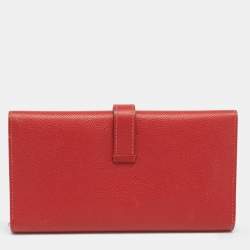 Hermes Rouge Vif Epsom Leather Bearn Gusset Wallet