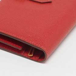 Hermes Rouge Vif Epsom Leather Bearn Gusset Wallet