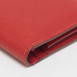 Hermes Rouge Vif Epsom Leather Bearn Gusset Wallet