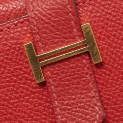 Hermes Rouge Vif Epsom Leather Bearn Gusset Wallet