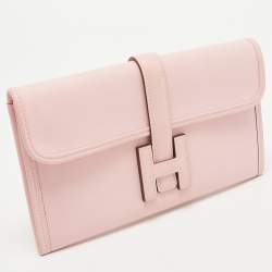 Hermès Rose Sakura Swift Leather Jige Duo Clutch
