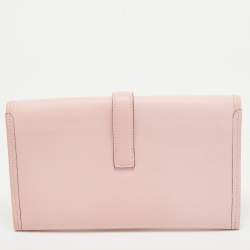 Hermès Rose Sakura Swift Leather Jige Duo Clutch