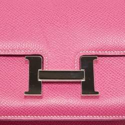 Hermès Rose Tyrien Epsom Leather Palladium Finish Constance Micro Bag