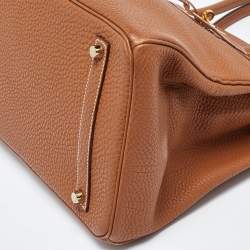 Hermes Gold Clemence Leather Gold Finish Birkin 35 Bag