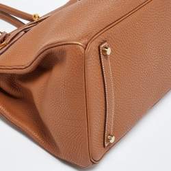 Hermes Gold Clemence Leather Gold Finish Birkin 35 Bag