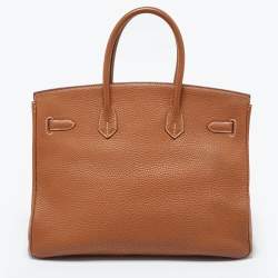Hermes Gold Clemence Leather Gold Finish Birkin 35 Bag
