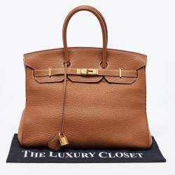 Hermes Gold Clemence Leather Gold Finish Birkin 35 Bag