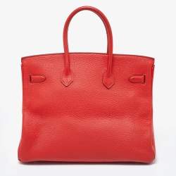 Hermes Rouge Casaque Togo Leather Gold Finish Birkin 35 Bag