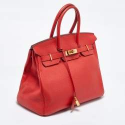 Hermes Rouge Casaque Togo Leather Gold Finish Birkin 35 Bag