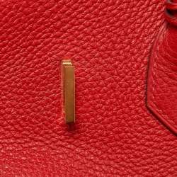 Hermes Rouge Casaque Togo Leather Gold Finish Birkin 35 Bag