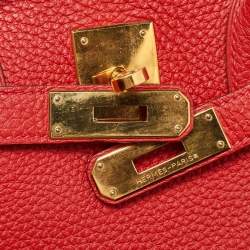 Hermes Rouge Casaque Togo Leather Gold Finish Birkin 35 Bag