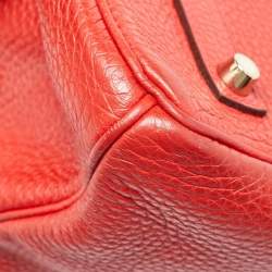 Hermes Rouge Casaque Togo Leather Gold Finish Birkin 35 Bag