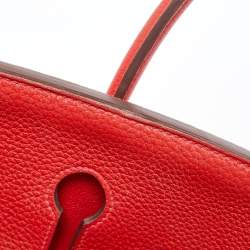 Hermes Rouge Casaque Togo Leather Gold Finish Birkin 35 Bag