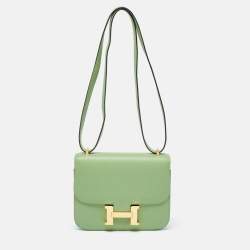 Pre Owned Hermès Pelouse Epsom Leather Gold Finish Constance 18 Bag 