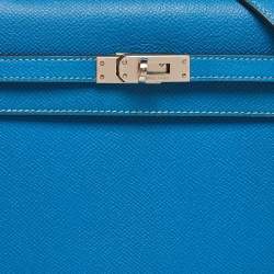 Hermes Bleu Izmir Epsom Leather Palladium Finish Kelly Sellier 25 Bag