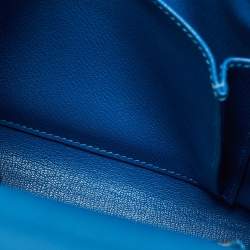 Hermes Bleu Izmir Epsom Leather Palladium Finish Kelly Sellier 25 Bag