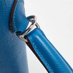 Hermes Bleu Izmir Epsom Leather Palladium Finish Kelly Sellier 25 Bag