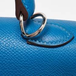 Hermes Bleu Izmir Epsom Leather Palladium Finish Kelly Sellier 25 Bag