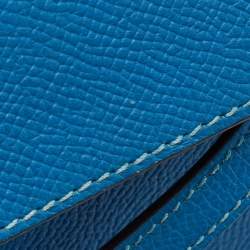 Hermes Bleu Izmir Epsom Leather Palladium Finish Kelly Sellier 25 Bag