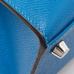 Hermes Bleu Izmir Epsom Leather Palladium Finish Kelly Sellier 25 Bag