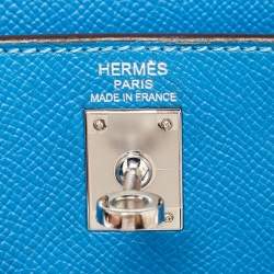Hermes Bleu Izmir Epsom Leather Palladium Finish Kelly Sellier 25 Bag
