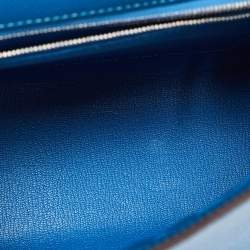 Hermes Bleu Izmir Epsom Leather Palladium Finish Kelly Sellier 25 Bag