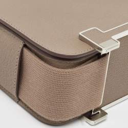 Pre Owned Hermès Etoupe Chevre Mysore Leather Palladium Finish Geta Bag
