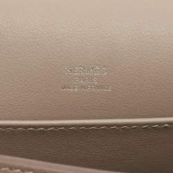 Pre Owned Hermès Etoupe Chevre Mysore Leather Palladium Finish Geta Bag